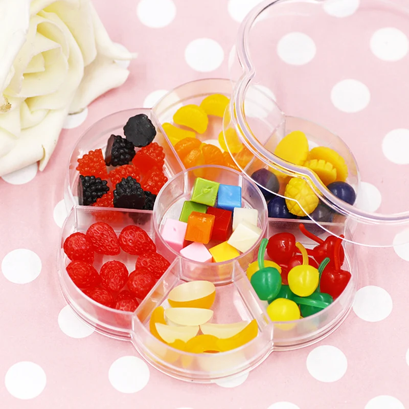 

7 Type/Set Resin Simulation Fruit Clear Slime Supplies Decoration Accessories Filler DIY Art Making Fake Cake Fruit Flower Model