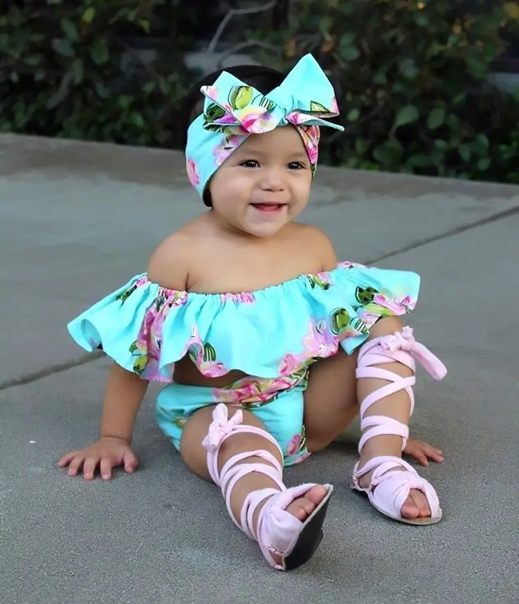 baby girl off the shoulder romper