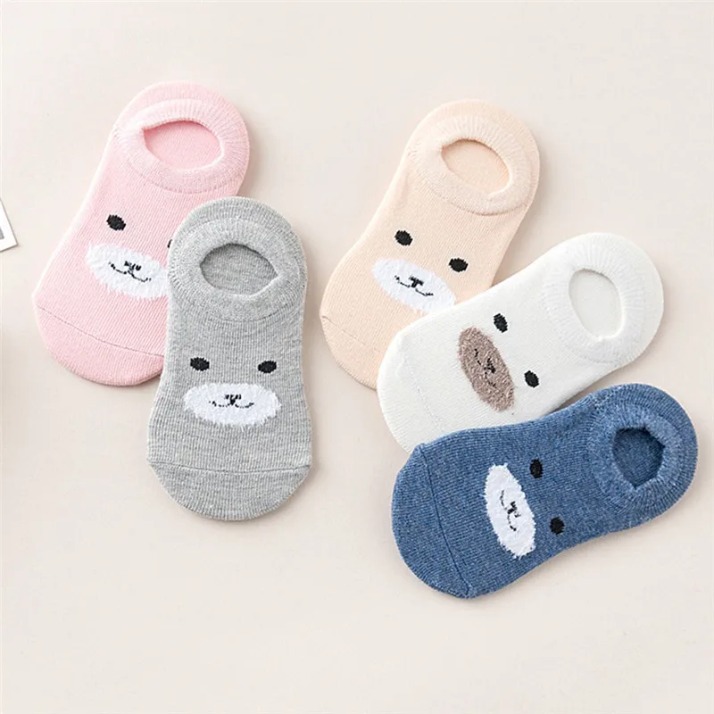 

5pair New High Quality Cartoon Children's Invisible Boat Socks Baby Non Slip Socks Cotton Sock for Girl and Boy