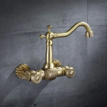 

Wall Mounted Hot Cold Mixer Faucets Brass Copper Bathroom Basin Sink Tap Brass Copper Faucet Mixer Bronze Finished ELK1312A