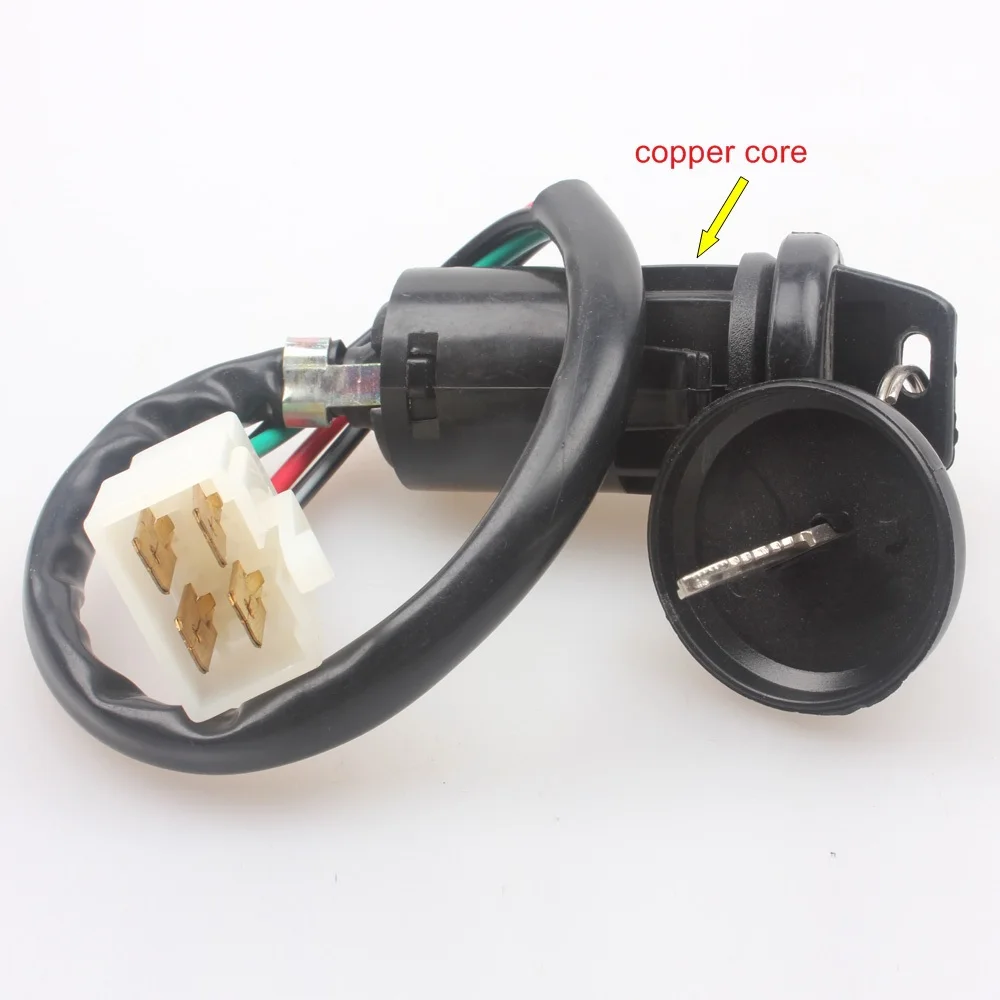 Copper Cylinder Motorcycle 4 Wire Ignition Switch Lock with Key ATV