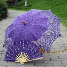 Steampunk דרום Belle תלבושות מסיבת קישוט סגול תחרה שמשייה מטרייה ותחרת מאוורר חתונה תמונה אבזר מטריית מאוורר(China)