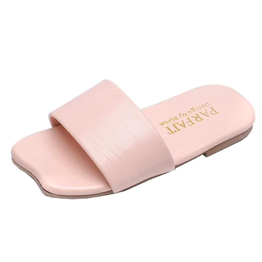 Модные шлепанцы, Детская летняя одежда для девочек; кожаные тапочки повседневные сандалии обувь Pantufa Infantil Вьетнамки; тапочки для детей - Цвет: Pink