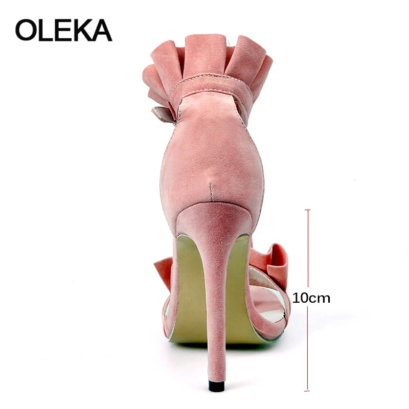Oleka 2018 Новые женские босоножки сладкий пляжная обувь 10 см тонкий высокий каблук