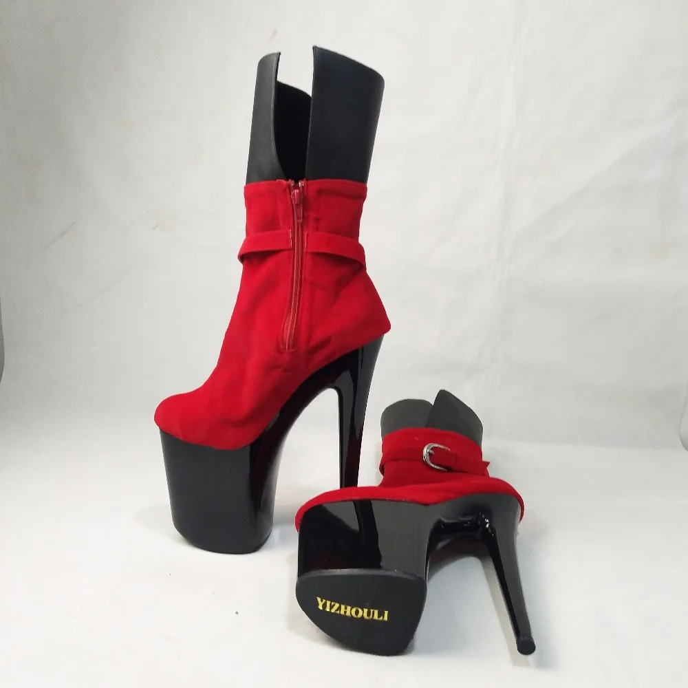 Классические ботинки на платформе с круглым носком; пикантные ботинки на ультравысоком тонком каблуке 20 см; большие размеры; женские ботинки; ботильоны на 8 дюймов