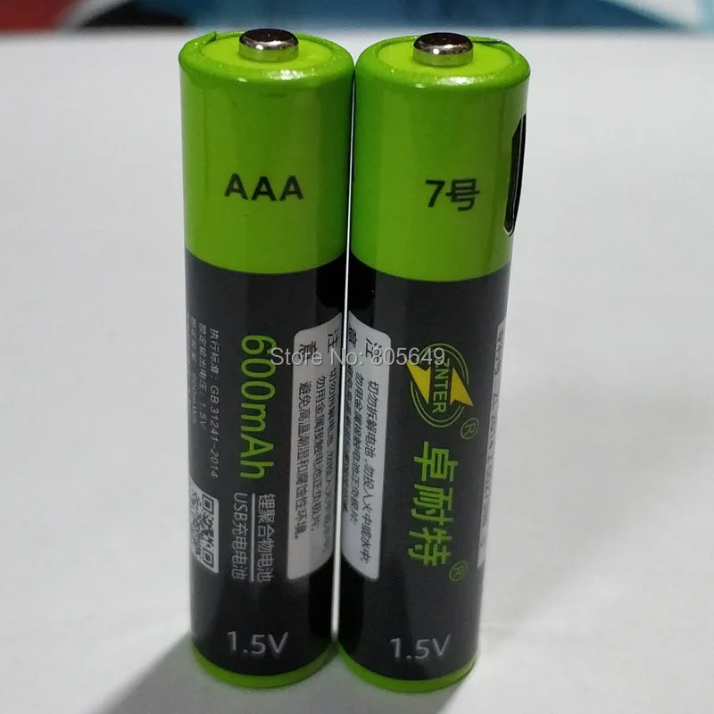 Литий полимерная аккумуляторная батарея ZNTER 2 шт. 1 5 В AAA usb 600 мА/ч литий ионный