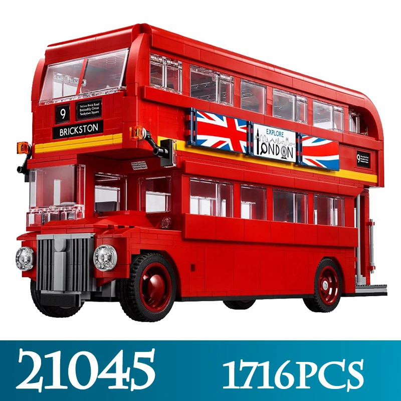 

Technic Series 21045 1716pcs The London Bus Model Building Blocks Compitable 21045 LegoINGLYS Double-Decker Bus Bricks Toys Gift