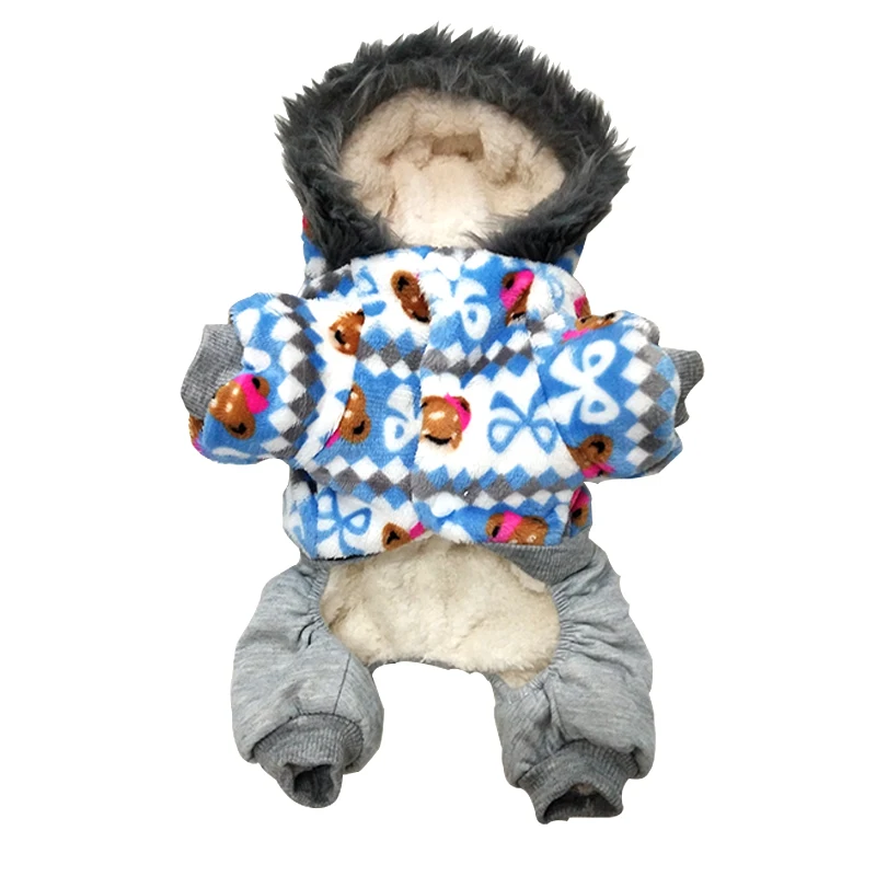 Новое поступление популярные Собака Щенок теплая куртка четыре ноги зимой собака пальто одежда с рисунком медведя Новые собаки Костюмы S-XL