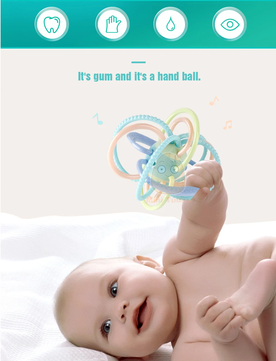 Детский шар-погремушка, игрушки силиконовые прорезыватели для новорожденных, музыка, колокольчик, мягкие погремушки для младенцев, Развивающие детские игрушки 0-12 месяцев