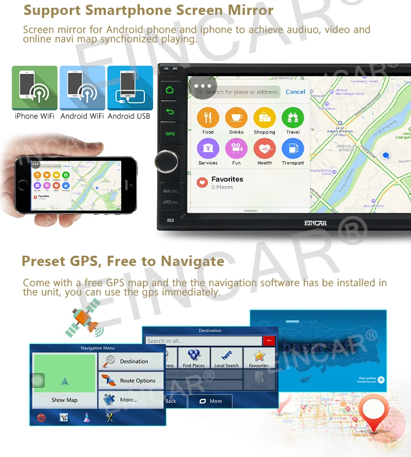 Discount Free Front and Back up Camera+Double Din 7