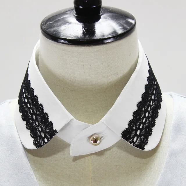 Original Women Fake Collar Detachable Collars Crystal Black cotton