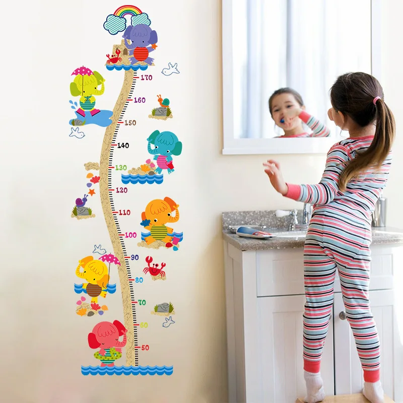 

Elephant Family Grow Up Wall Stickers Animals Zoos Height Ruler Measure for Children's Room Kids Room Nursery Party Decals