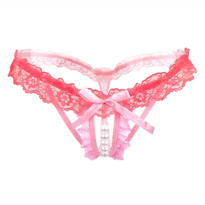 Модные новые кружевные женские стринги и стринги, сексуальные трусики с жемчугом, сексуальное женское нижнее белье, нижнее белье QQNY18 - Цвет: light pink