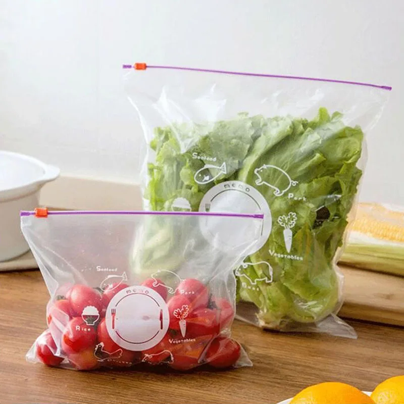 10pcs/set Reusable Fresh Zipper Bag Freezing& Heating Plastic Food Storage Bag Versatile Vacuum Preservation Sealed Bag