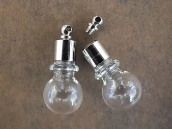 

Free ship!!!6mm Rice art glass jewelry vial pendant Small glass bottle pendant Screw cap wishing necklace pendant
