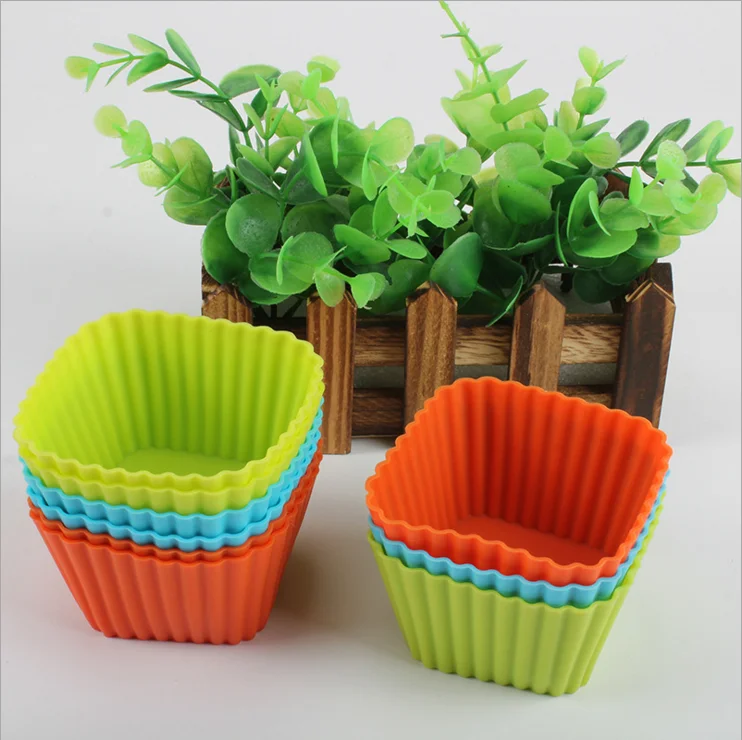 

1 Pieces Lytwtw's Hot Sale DIY Silicon Square Cake Mold Muffin Chocolate Cupcake Liner Baking Cup Mold biscuit soap form