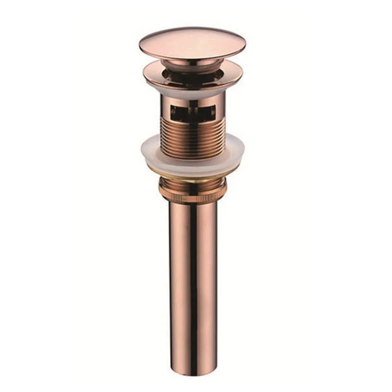 Bathroom Sink Drainer Brass Push Dwon Pop up Rose Golden Color Overflow