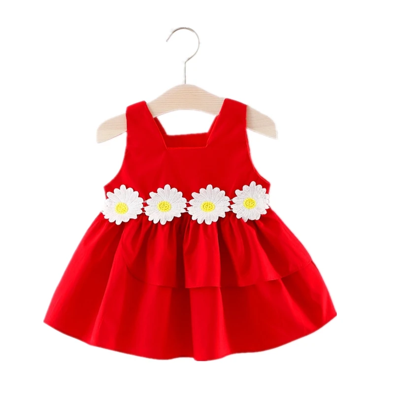 

Summer Baby Girl Birthday Dress Sleeveless Florals Kids Dresses For Girls 0-3T Brand Newborn Cotton Blend Princess Dress Clothes