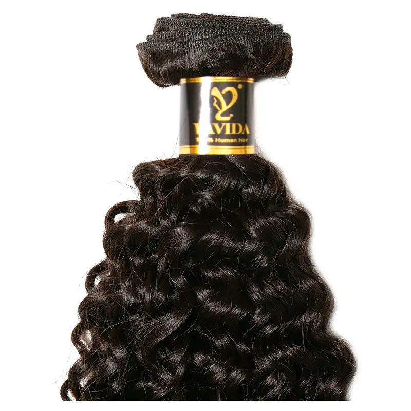 Yavida Malaysian Hair Kinky Curly Extensions Human Hair Weaving Bundles Natural Color 1/3Piece 100G Non-Remy Curly Hair Bundles