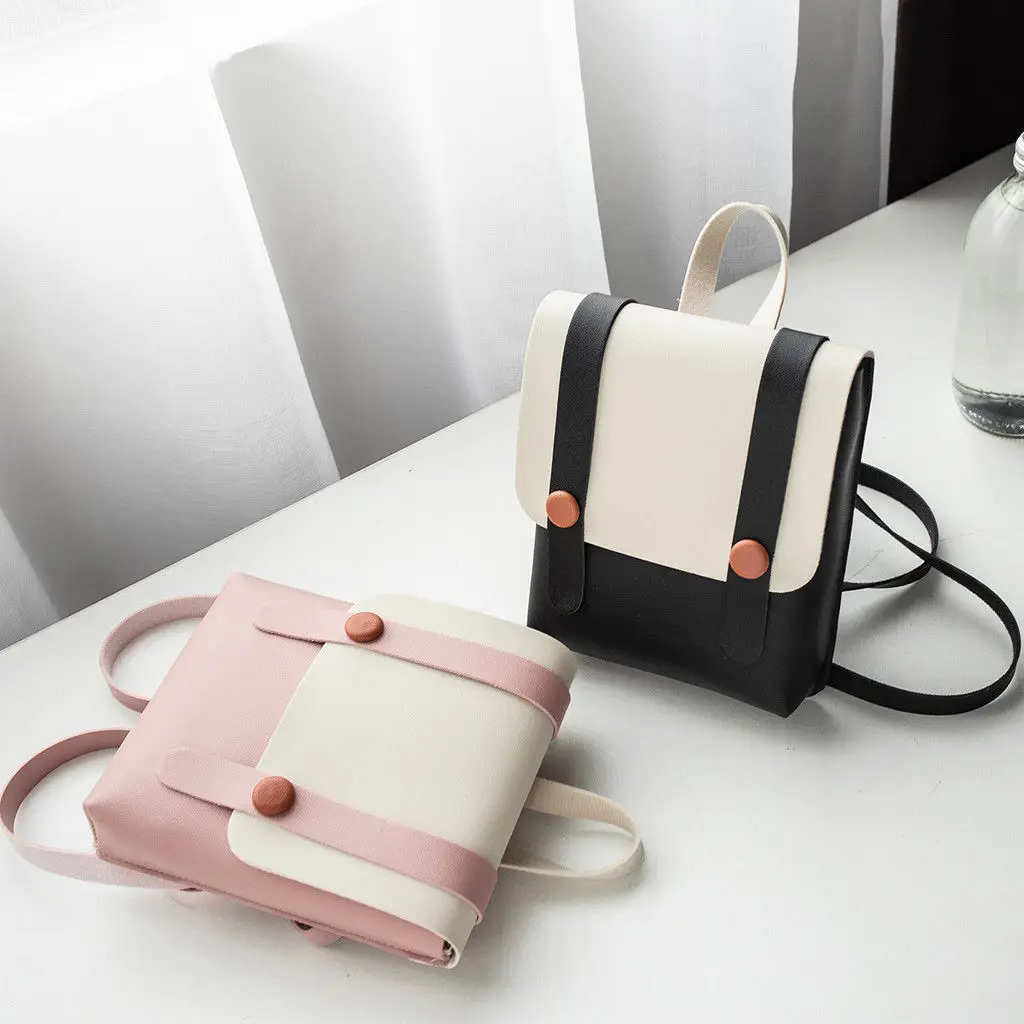 

Women's Small Tote Backpack Satchel PU Leather Mini Bag Travel College School Shoulder Rucksack Satchel 2019 New