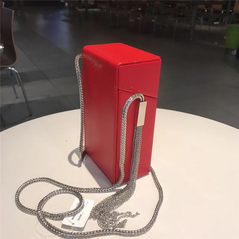 Роскошный простой серебряный браслет с кисточками, из искусственной кожи Мини ящик дизайн Для женщин сумка через плечо сумка-тоут вечерние клатч сумочка на цепочке Женская сумочка с клапаном