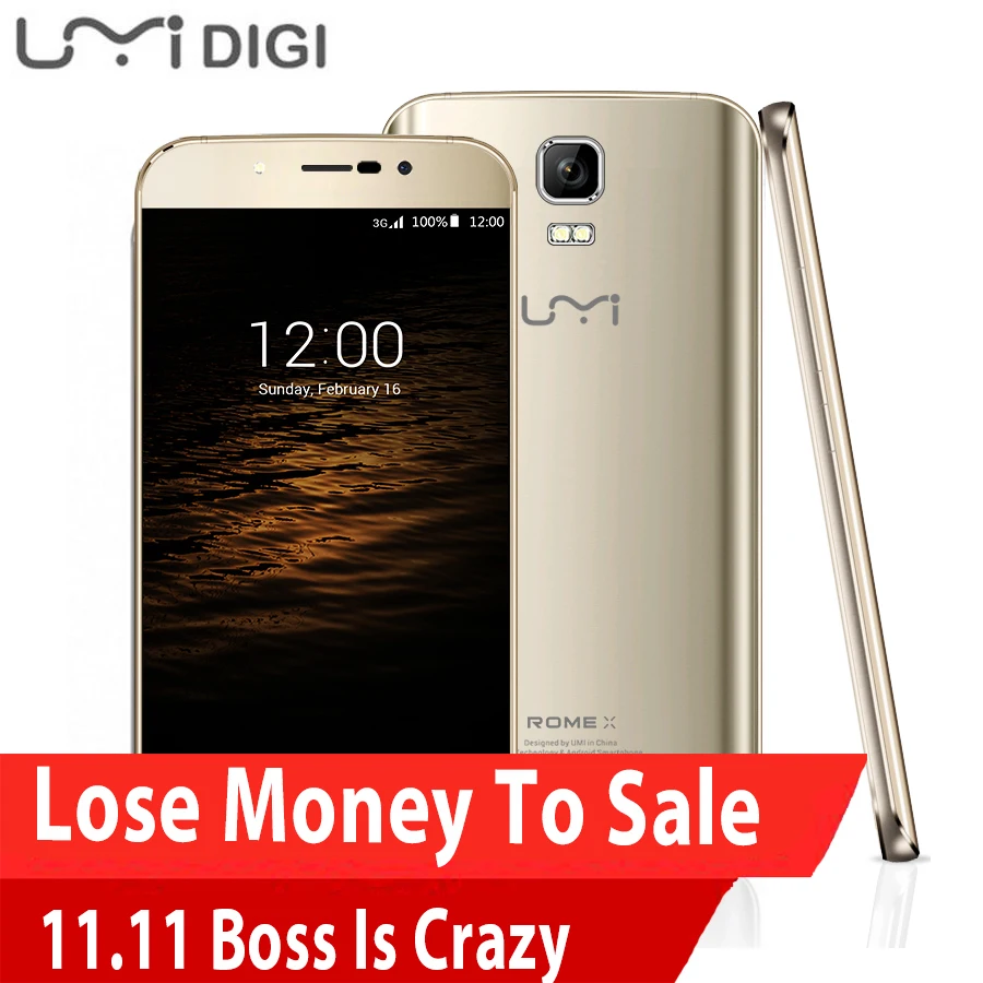 Original UMI Rome X Unlocked Phone 3G Android 5.1 Smartphone  1280*720P HD MT6580 Quad Core 1G RAM 8G ROM 13.0MP Mobile Phone