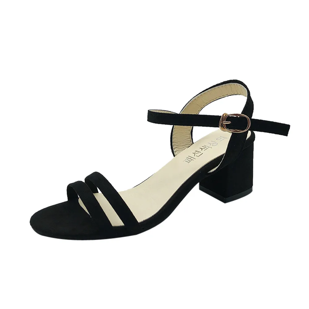 

#50 Mature Casual Consise Style Women Fashion Solid Peep Toe Square Heel Hasp Sandal Bucket Solid High Heeled Shoes DROPSHIPPING