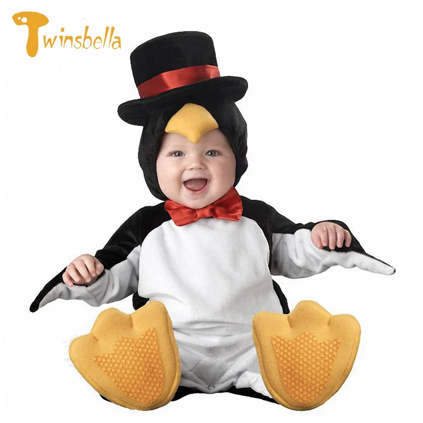 

TWINSBELLA Baby Romper 2017 New Fashion Infant Animal Penguin Cosplay Costume Child Autumn Winter Christmas Jumpsuit Clothing