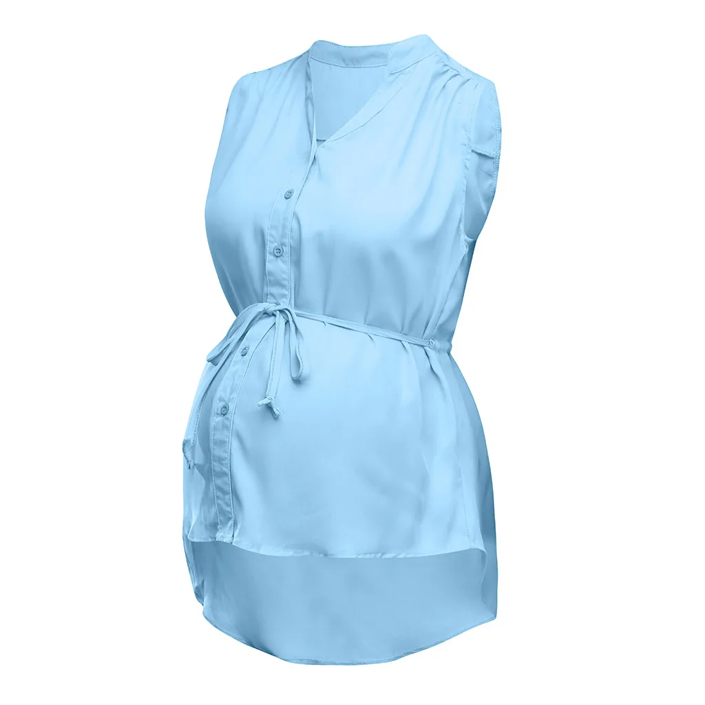 Новая Элегантная официальная Удобная популярная Летняя женская однотонная полосатая блузка для беременных и кормящих грудью