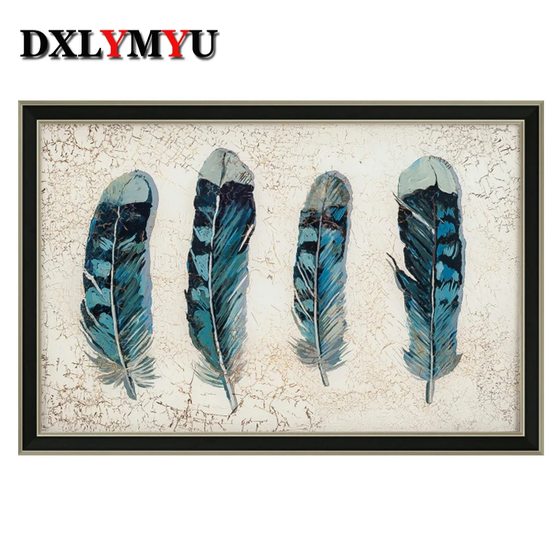 

3d diy diamond painting cross stitch feather picture 5d diamond embroidery full drill diamond mosaic square rhinestones crafts