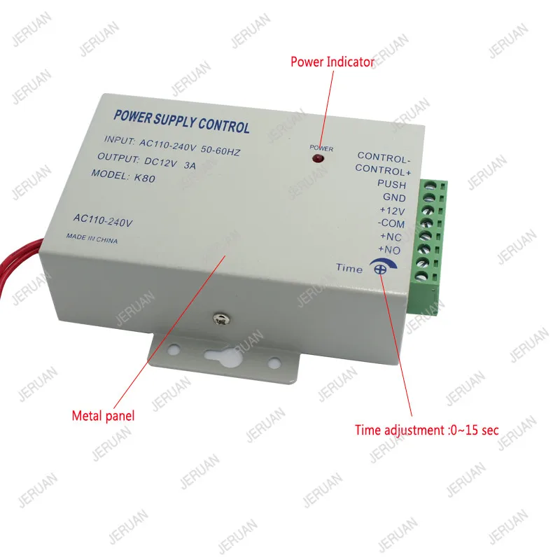 Электронная система контроля допуска к двери интегрированная RFID с ID 38mA считыватель Электрический одиночный двойной головкой ворота 12V Блокировка питания - Цвет: Power Supply