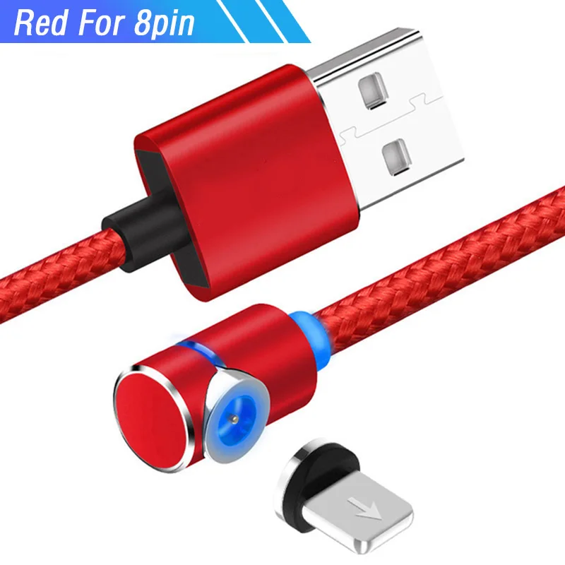 90 прямоугольный Micro Usb кабель Магнитный зарядный Usb C кабель usbc для Google 3A 3 2 XL Xiaomi Redmi 7 Oppo Reno магнит Conector - Цвет: Red For 8pin