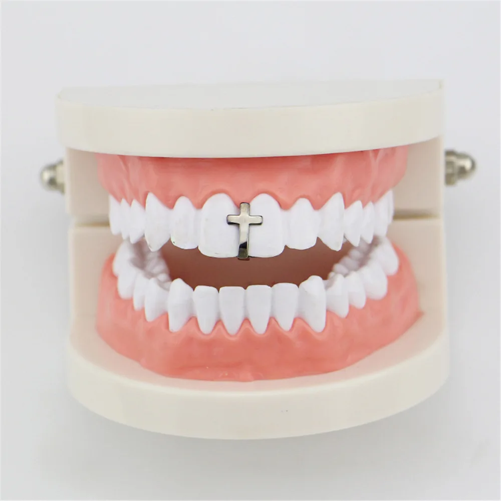 Lucky Sonny HIPHOP Cross Bijoux Customized Gold Plated Single Tooth GRILLZ Cap Hip Hop Body Jewelry Men Women False Teeth Wholesale (7)