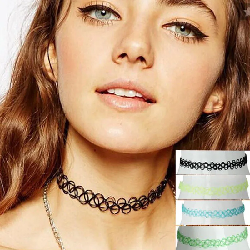 1PC Tattoo Choker Stretch Necklace Black Retro Henna Vintage Elastic