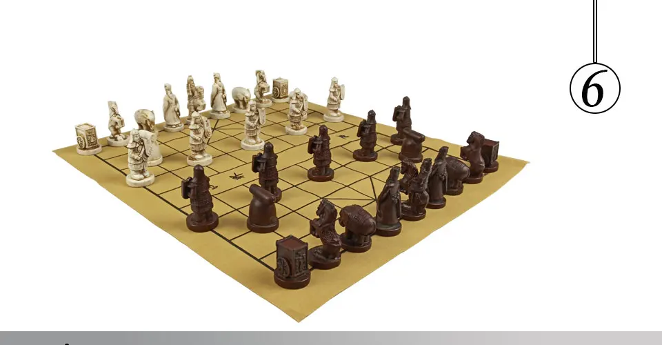 Easytoday Chinese Chess Games Synthetic Leather Chessboard Chinese Terracotta Warriors Resin Chess Pieces Table Games Birthday Gift (6)