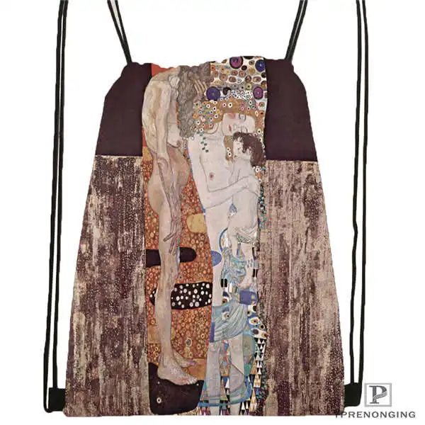 На заказ Gustav Klimt Drawstring рюкзак сумка милый рюкзак для детей ранец(черная спинка) 31x40 см#180531-03-15 - Цвет: Drawstring Backpack