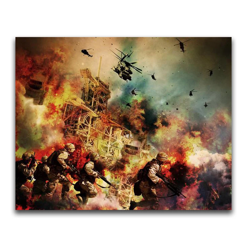 DIY 3D Diamond painting people Full round Diamond mosaic Helicopter war Full Square Diamond embroidery Cross stitch soldier
