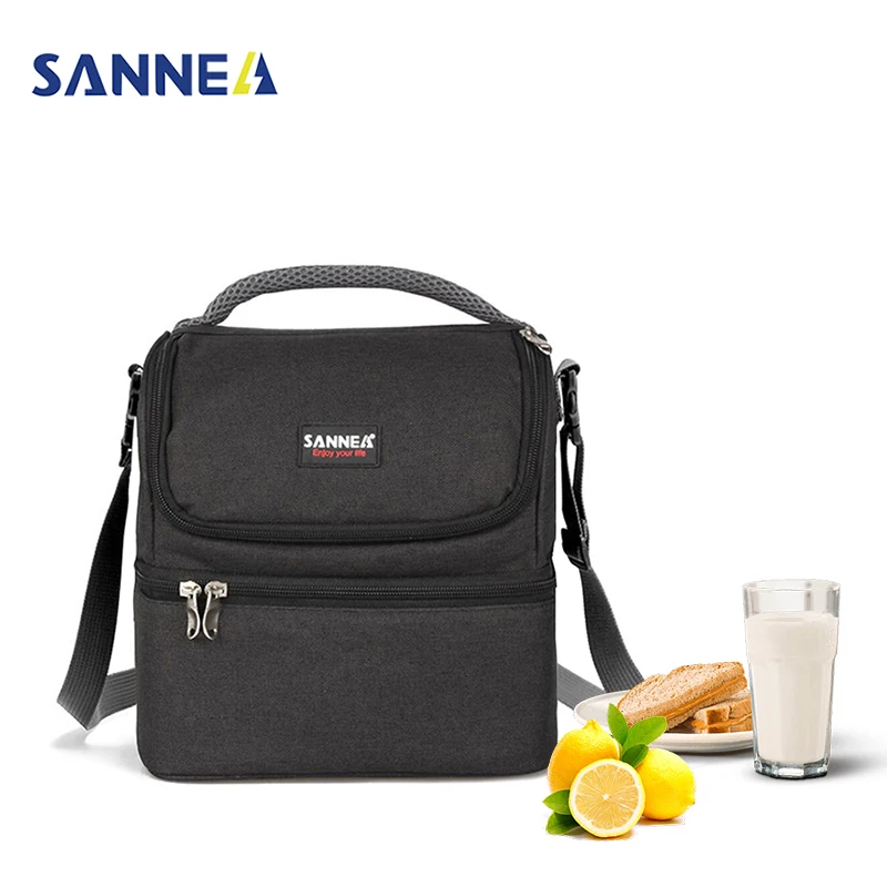 SANNE 7L Ланч-бокс для взрослых, изолированный ланч-мешок для мужчин и женщин, двухэтажный холодильник, пищевая сумка для работы-для сэндвича, фруктового напитка
