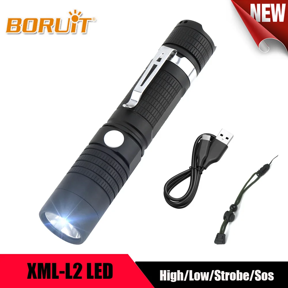 

BORUIT XM-L2 LED flashlight 8000LM 4Mode USB Rechargeable light bike lamp lighting Power Bank lantern powerful Torch For Outdoor