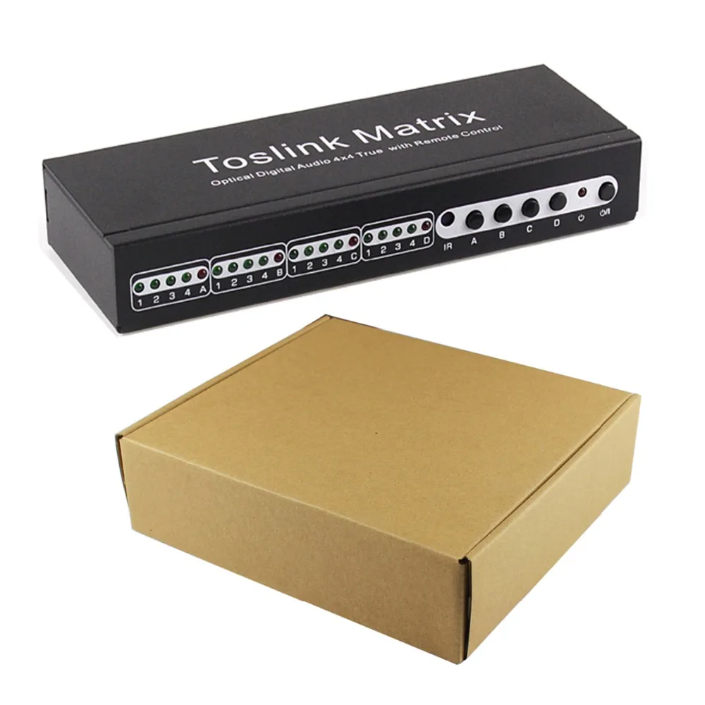 SPDIF/TOSLINK Optical Digital Audio 4x4 True Matrix W/Remote Control 4 in 4 out Switch Converter Splitter Box Device for STB DVD SPDIF/TOSLINK Optical Digital Audio 4x4 True Matrix W/Remote Control 4 in 4 out Switch Converter Splitter Box Device for STB DVD