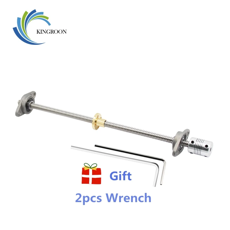 Beste Horizontale T8 Lood Schroef Kit 8mm Lood Schroef + Messing Moer + KFL08 Bearing Bracket + + Flexibele Koppeling + wrench Voor 3D Printer CNC Onderdelen 2