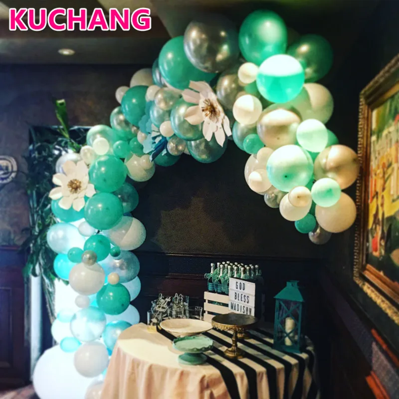 1set Tiffany Blue Balloon Bouquet Star Heart Foil Latex Globos