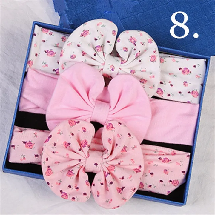 12 Wedding Gifts For Guests Baby Headband Headwear 3pcsSet Gift Box Packed Children Cotton Bowknot Hairband Headwear Party Favors 