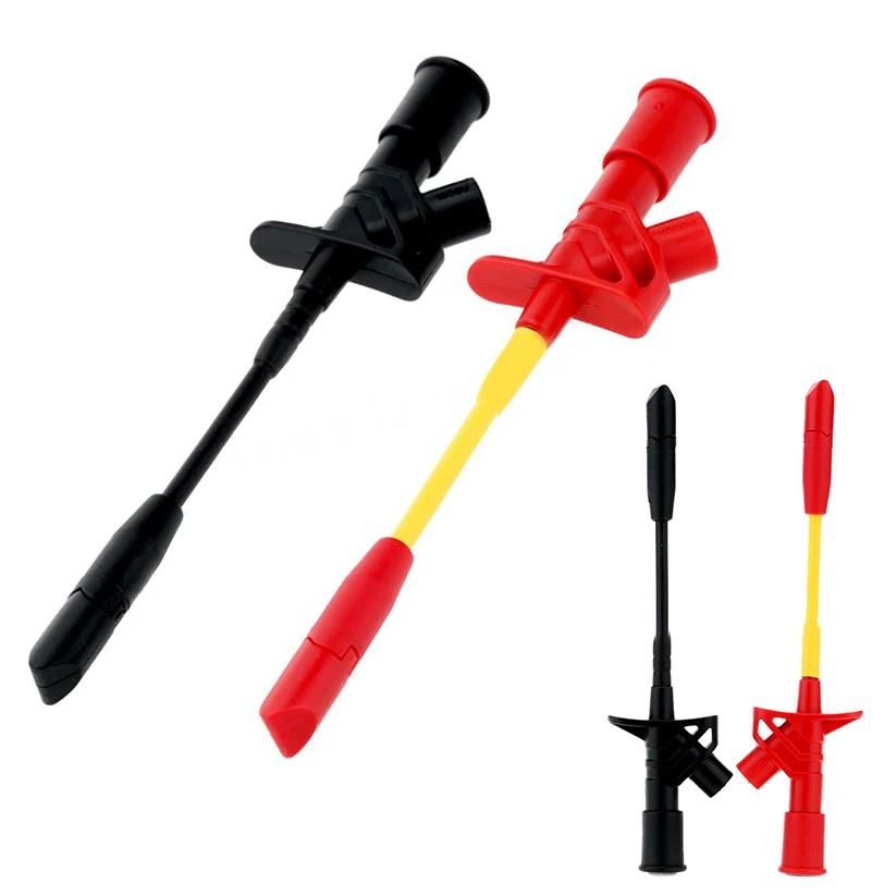 

1Pair Piercing Needle Clips Multimeter Testing Probe Hook 4mm Socket 10A For Electrical Test