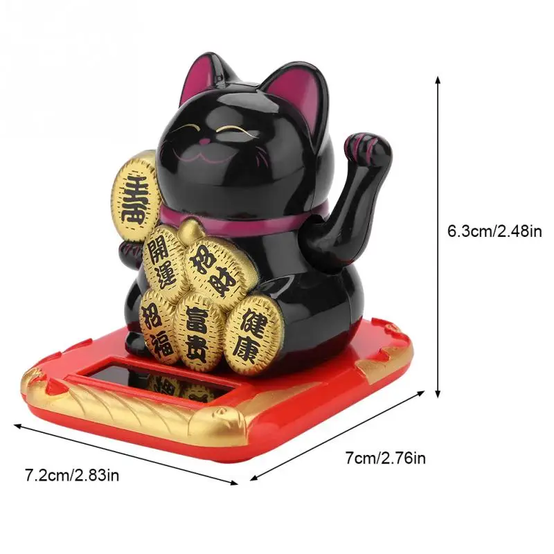 Maneki Neko на солнечных батареях, радушный Кот, удача для дома, автомобиля, отеля, ресторана, Декор, ремесло, модная новинка, черный/белый кот - Цвет: Черный