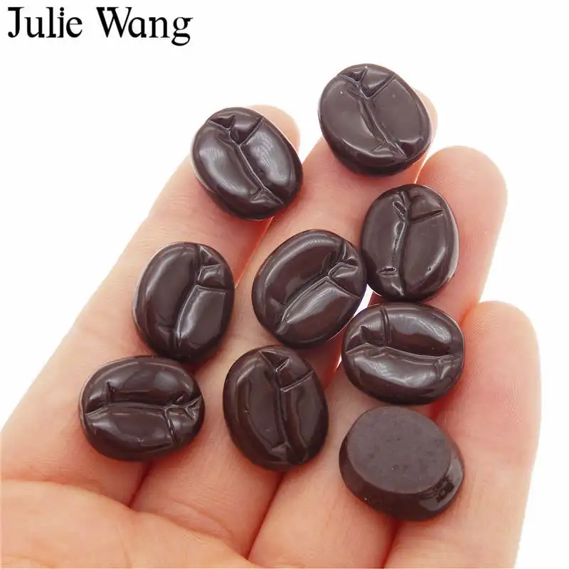 

Julie Wang 20PCS Resin Imitate Coffee Beans Chocolate Charms Food Flatback Cabochon Slime Jewelry Making Accessory Decoration
