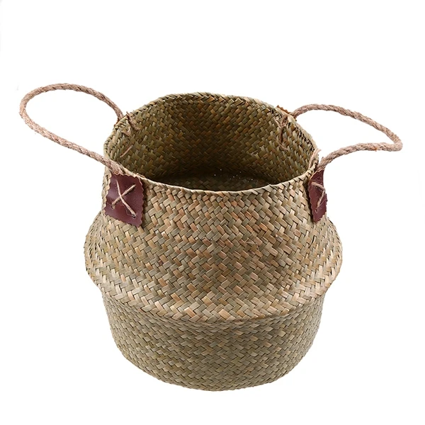 WHISM Seagrass ротанговая плетеная корзина для цветов Складная ручная плетеная корзина для цветов домашняя корзина для хранения - Цвет: Natural Color