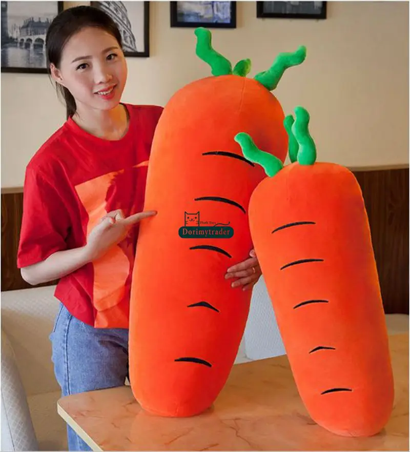 Dorimytrader New Lovely Soft Cartoon Carrot Plush Pillow Simulated Anime Carrots Cushion Doll Vegetables Toy 39inch 100cm DY61728 (2)
