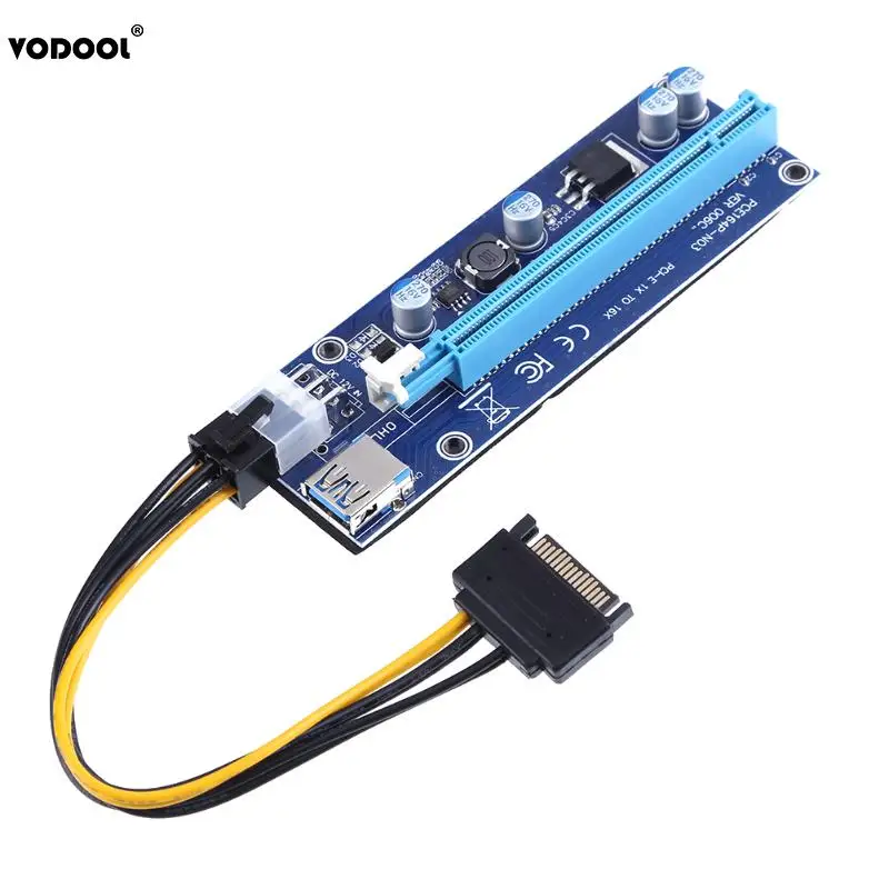 VODOOL PCI E 1X до 16X PC расширитель для видеокарты расширения набор карт с 6 контактным