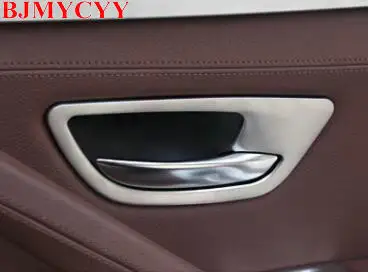 

BJMYCYY 4PCS/SET stainless steel Car styling Interior Door Handle Cover Trim Door Bowl Stickers decoration for BMW F10 5 series